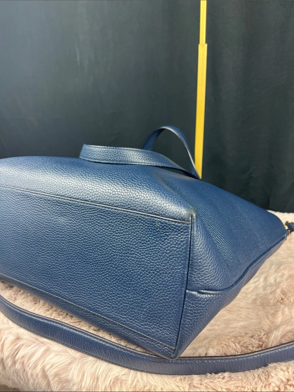 Tory Burch Blake Leather Tote Navy Blue Large Crossbody Tassel w/ COA